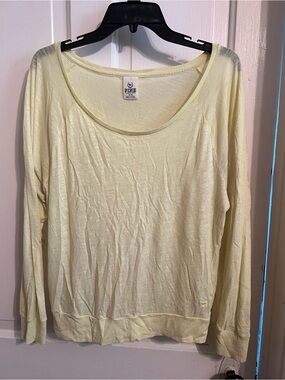 PINK Victoria's Secret Lightweight Long Sleeve Tee in Pale Yellow